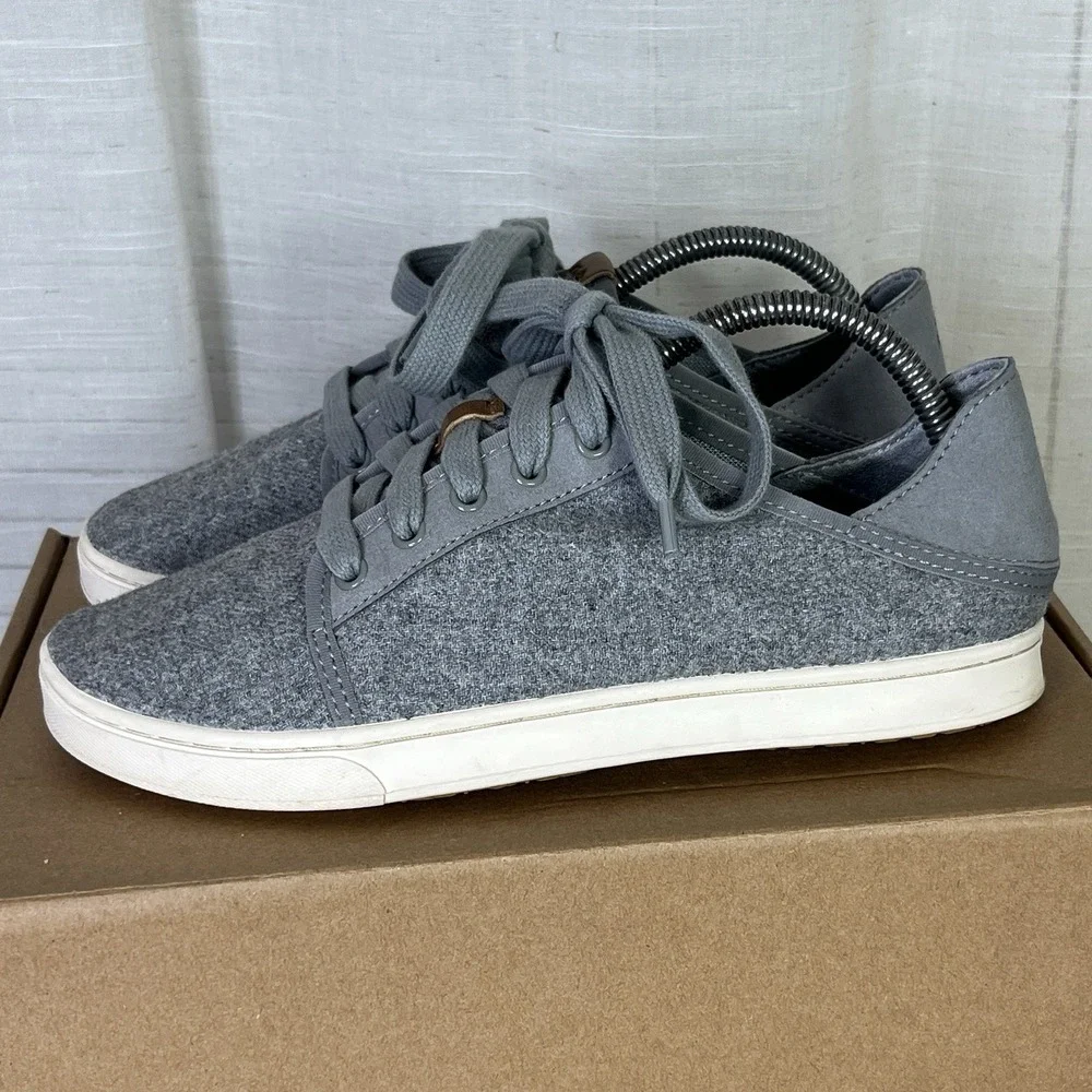 Olukai Pehuea Li Hulu Women Size 8 Wool Sneaker Shoes Gray GUC